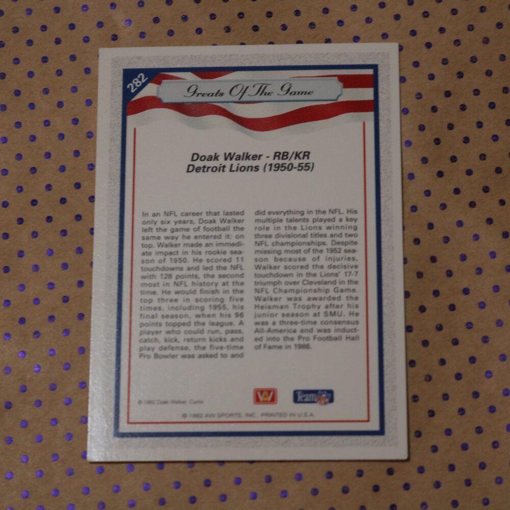 Doak Walker #282 Football Card - Picture 2 of 2